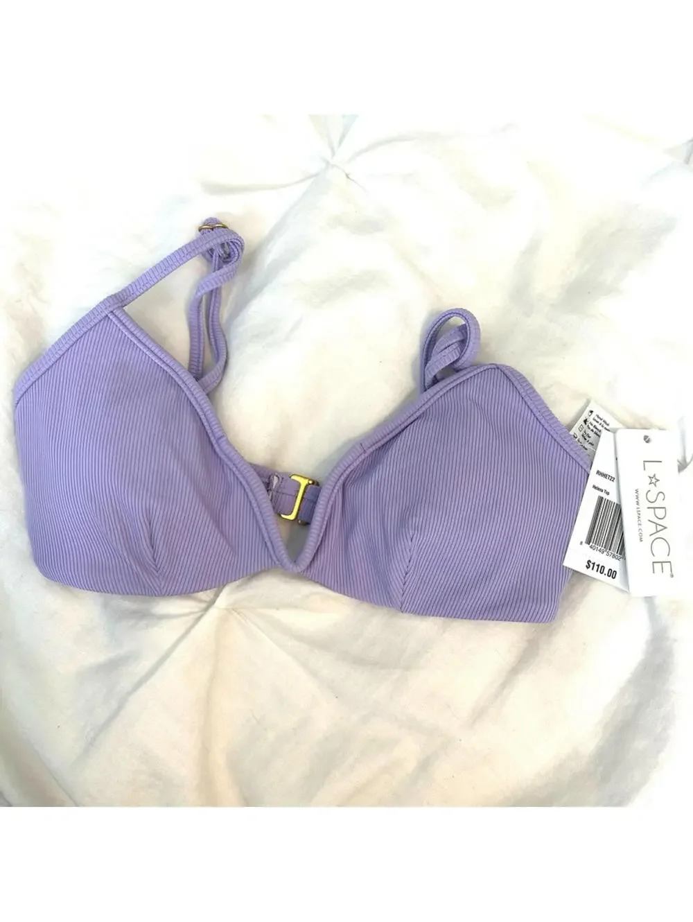 New L*SPACE Helena Structured Corset Back Hook Bikini Top Wisteria Lavender